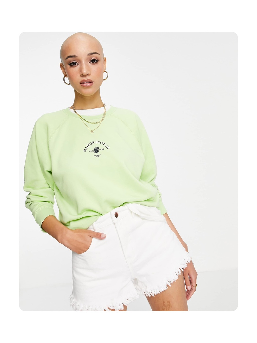★ Scotch & Soda Maison Scotch Elevated Basic Sweatshirt Raglan Sleeves Green ★